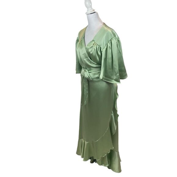 Ladies Flounce London‎ long sleeve wrap maxi dress in light khaki Size 18 - Picture 5 of 14